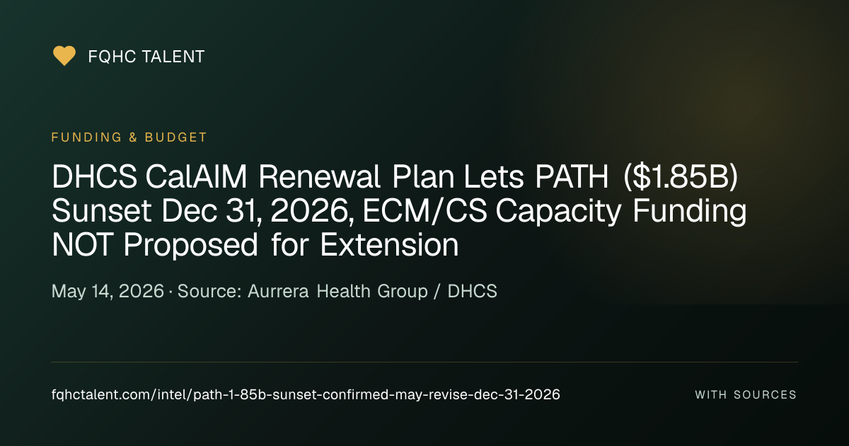 DHCS CalAIM Renewal Plan Lets PATH ($1.85B) Sunset Dec 31, 2026 — ECM ...